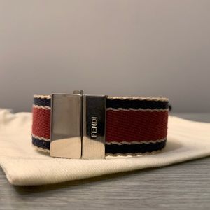 SOLD: Fendi leather and fabric reversible bracelet